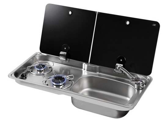 Double Burner Combination Cooker with Split Glass Lid