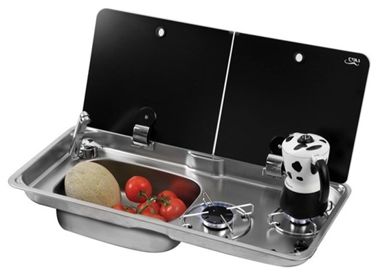 Double Burner Combination Cooker with Split Glass Lid