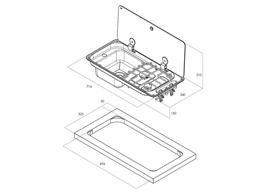 Combination Double Burner Stove & Sink Thumb 3