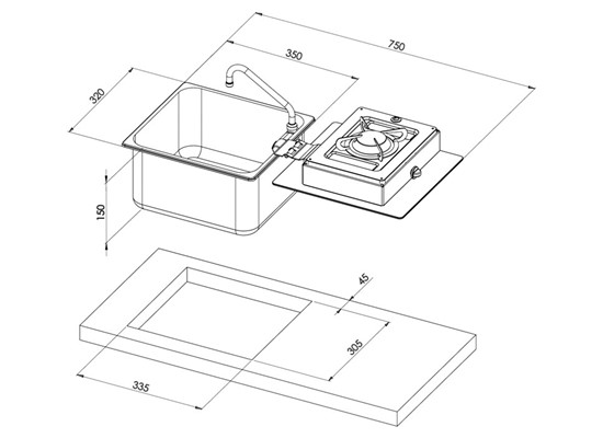 Hidden Combination Square Stove & Sink Thumb 3