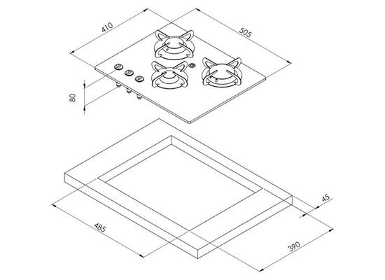 Three-Burner Square Cooker with Ceramic Glass Thumb 2