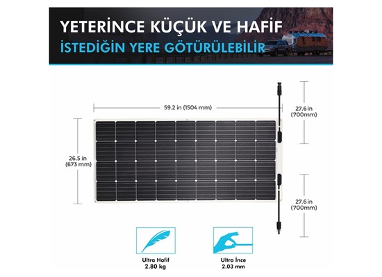 Esnek Güneş Paneli 175 Watt 12V (Monokristal)