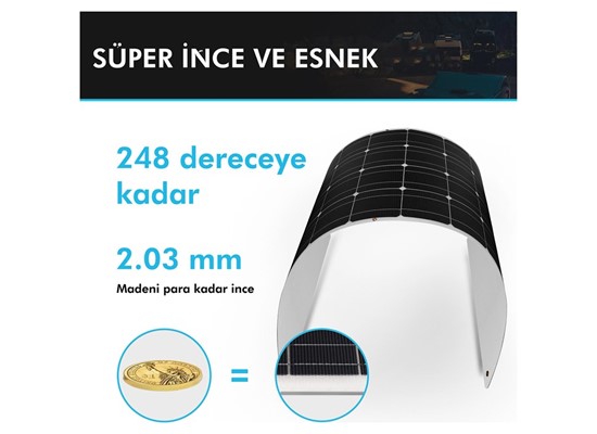 Esnek Güneş Paneli 175 Watt 12V (Monokristal) Thumb 2