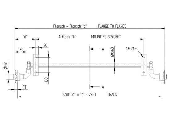 750 kg Frensiz Dingil (1300mm)