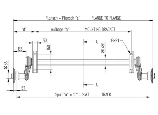 850 kg Frensiz Dingil (1300mm)	