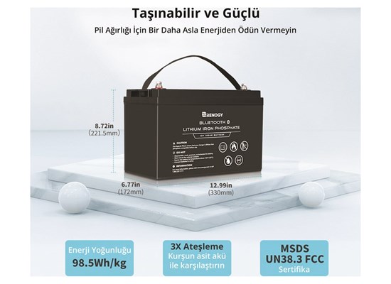 12V 100Ah Smart Lithium Iron Phosphate Battery Thumb 2